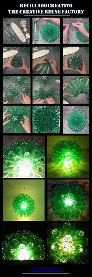 Cómo realizar una lámpara reciclando 125 botellas de plástico. How to make a lamp recycling 125 plastic bottles. pet. Rosa Montesa. Reciclado Creativo