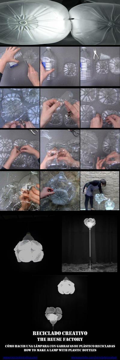 Lámpara con garrafas plástico reciclado -botellas de plástico- Lamps out of recycled plastic bottles Reciclado Creativo