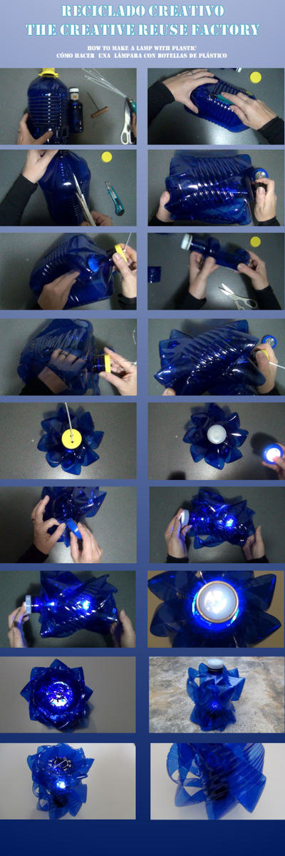 Cómo realizar una lámpara con una garrafa y una botella de plástico recicladas