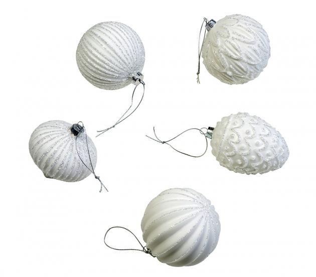 Bola blanca purpurina con formas 2.79 Eur / unidad CASA