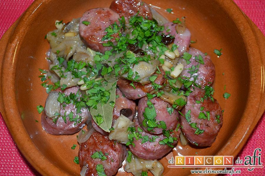 Butifarra con setas, sugerencia de presentación