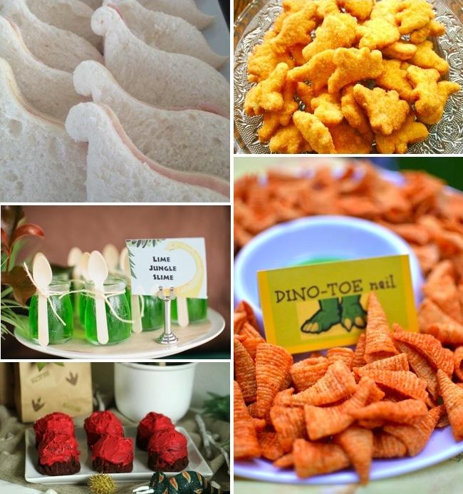 comida para fiesta dinosaurio
