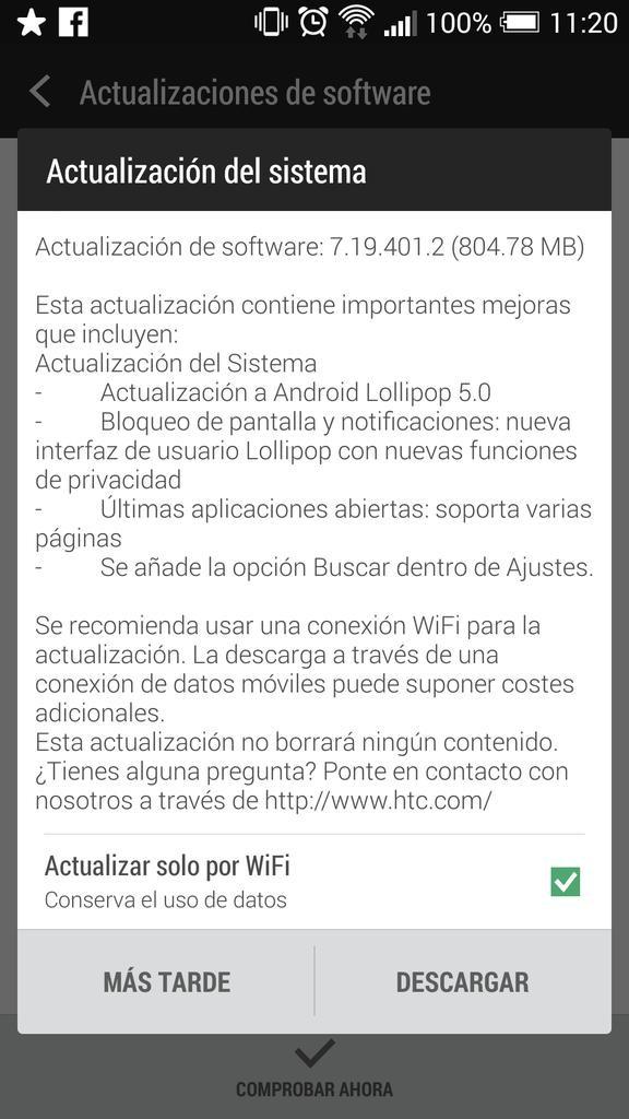 htc one m7 actualiza lollipop