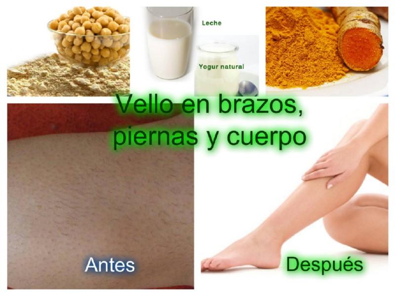 Vello en brazos, piernas y cuerpo