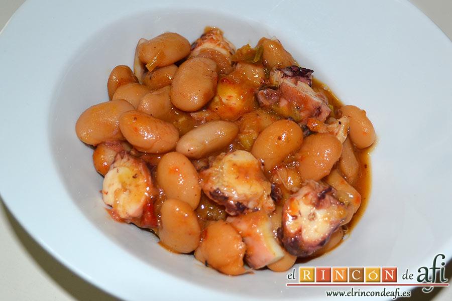 Fabas con pulpo, sugerencia de presentación