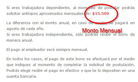 mensual monto trabajo mujer