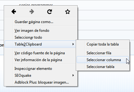 copiar tabla columna fila internet