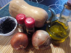 Ingredientes del estofado de calabaza con alga arame