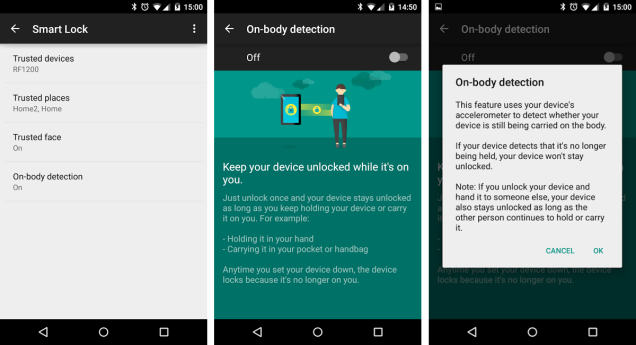 Android con on-body detection