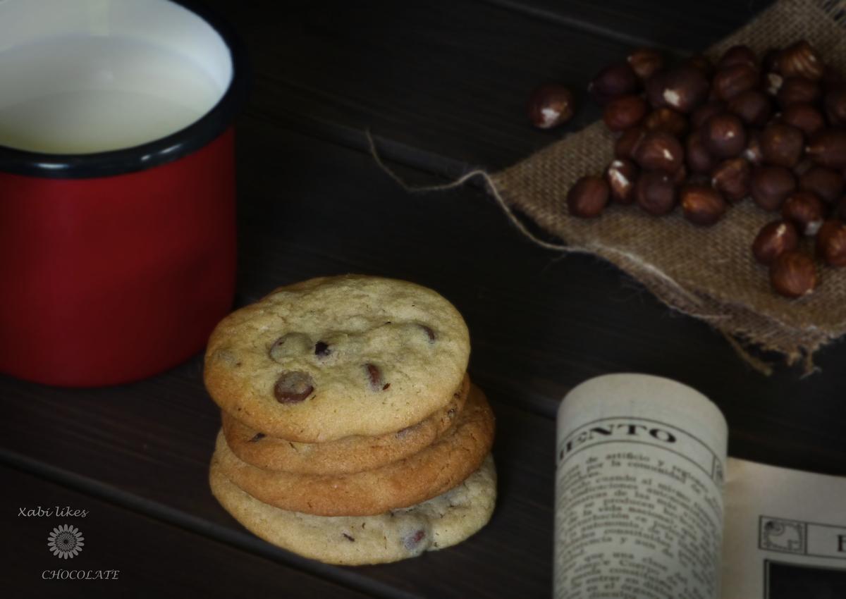 Galletas de chocolate y avellanas, cookies de chocolate, receta cookies americanas, receta cookies, blog de repostería, galletas con avellanas