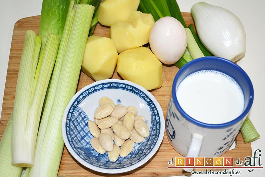 Crema de puerros, preparamos los ingredientes