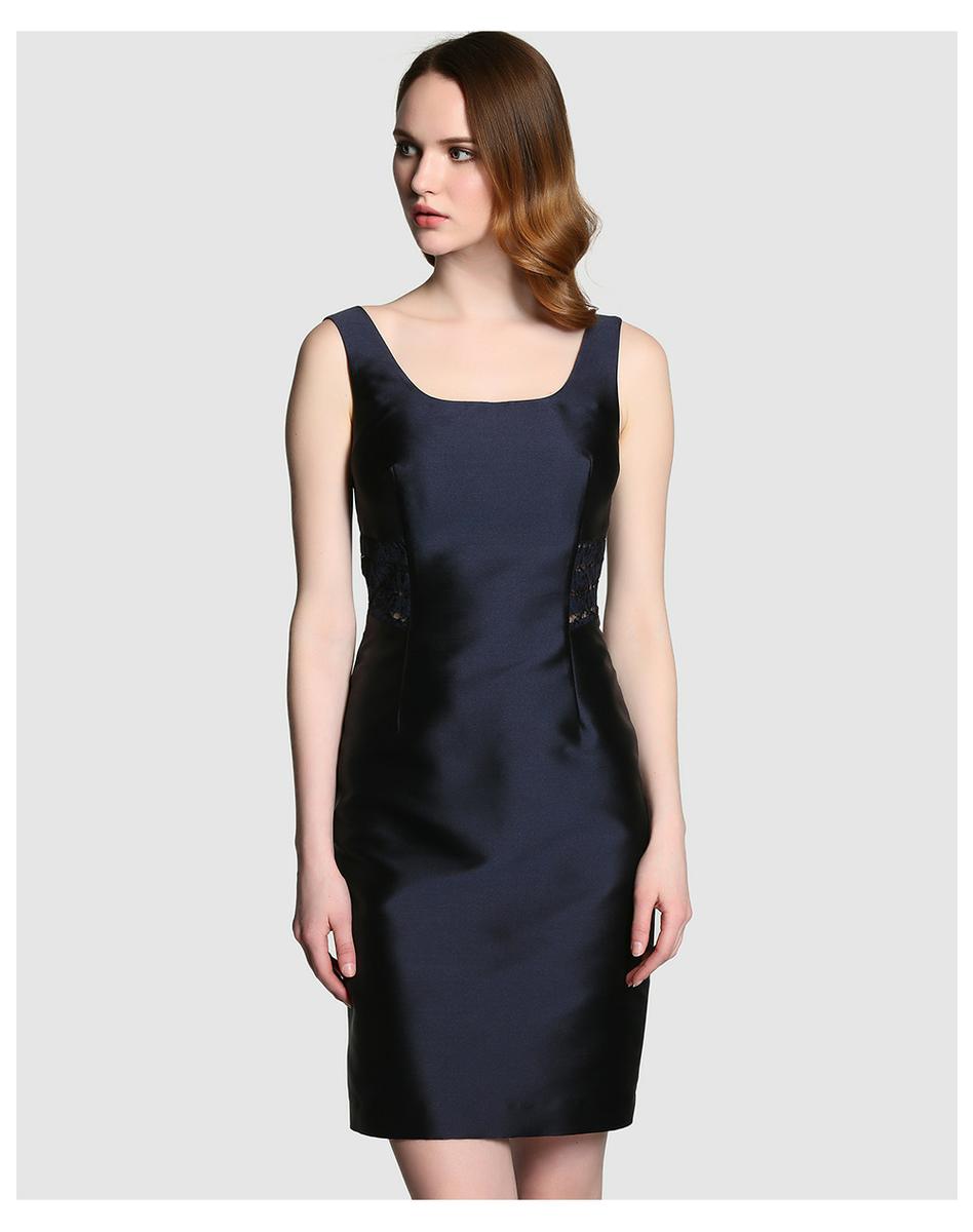 Vestido seda salvaje azul marino 295 â?¬, El Corte Inglés