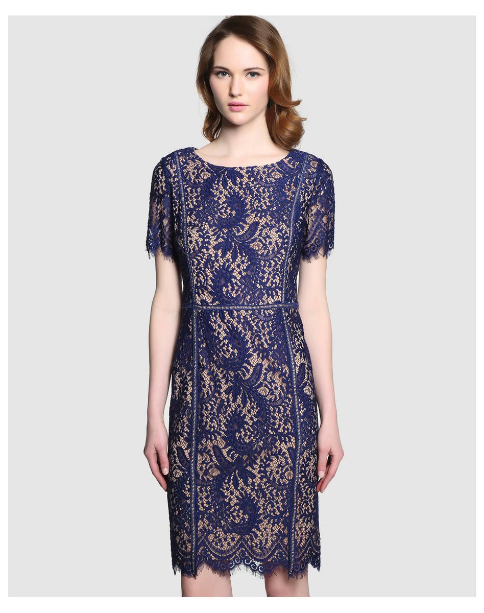 Vestido encaje azul 250 â?¬, El Corte Inglés