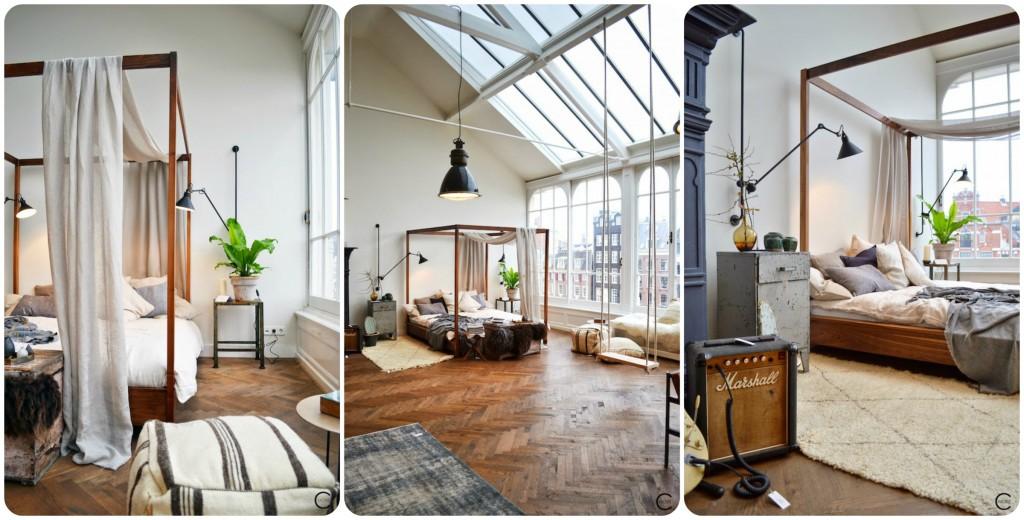 Loft en Amsterdam Cama con dosel. Genoves Atelier