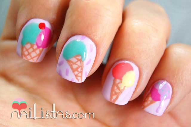 Diseños de uñas con helados