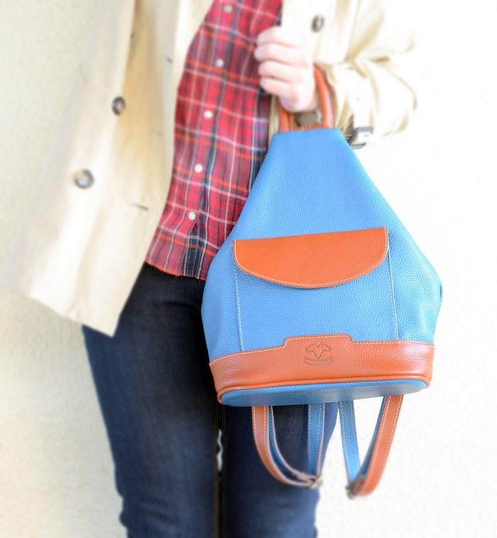 look, outfit, moda, fashion, streetstyle, camisa cuadros, leñador, mochila, piel, azul petroleo, mi vestido azul, fashion blogger, blog de moda, castellón, españa, valencia, lourdes,