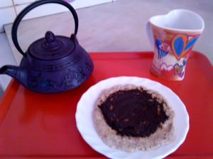 Desayuno perfecto tortitas con crema de algarroba