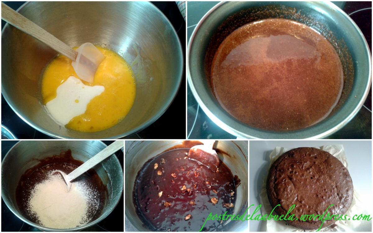 tarta de brownie y mousse de chocolate blanco