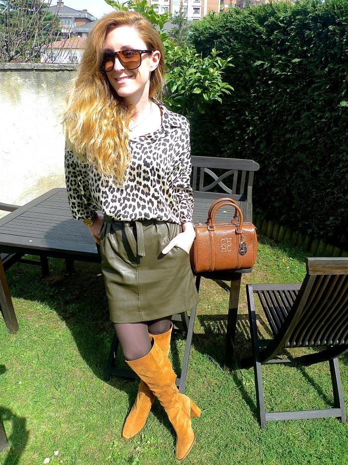 paula casielles 1 Leopard print blouse and Green midi skirt