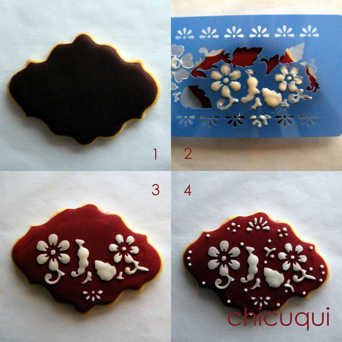 marsala color del año 2015 en galletas decoradas con stencils chicuqui.com