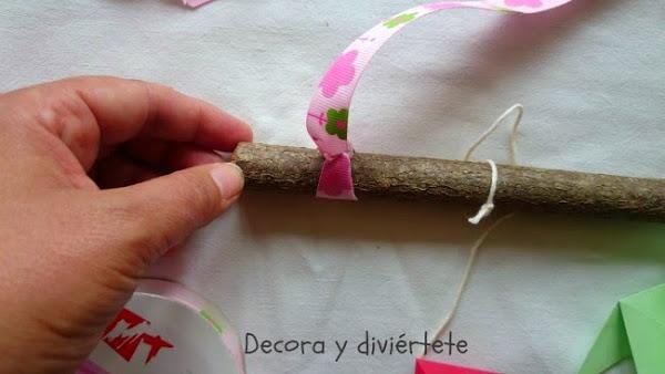 DIY, manualidades , móvil infantil , origami , pajarita papel