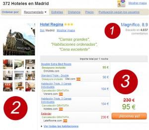 Resultado con los precios de los hoteles en memarchodeviaje.com