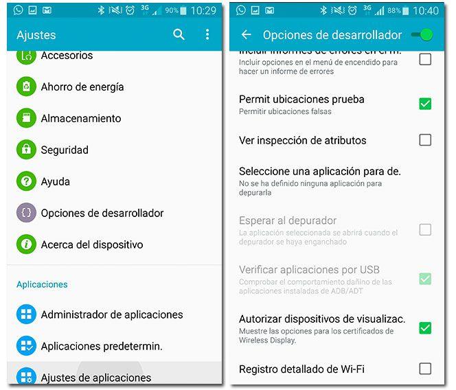 Configuración para dar una ubicación falsa