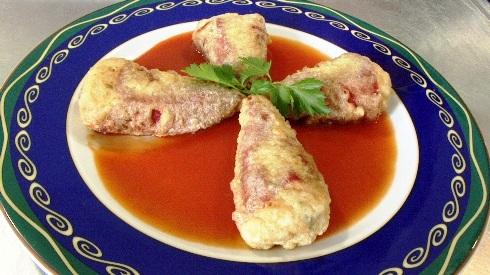Pimientos rellenos de bacalao media Pollo asado al brandy