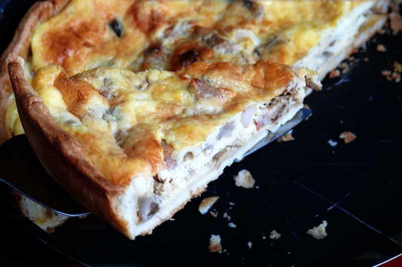 quiche de setas y gambas
