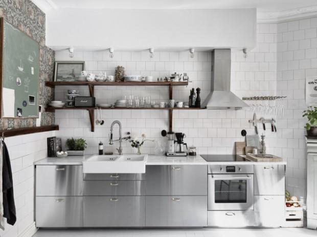 cocina con papel de flores