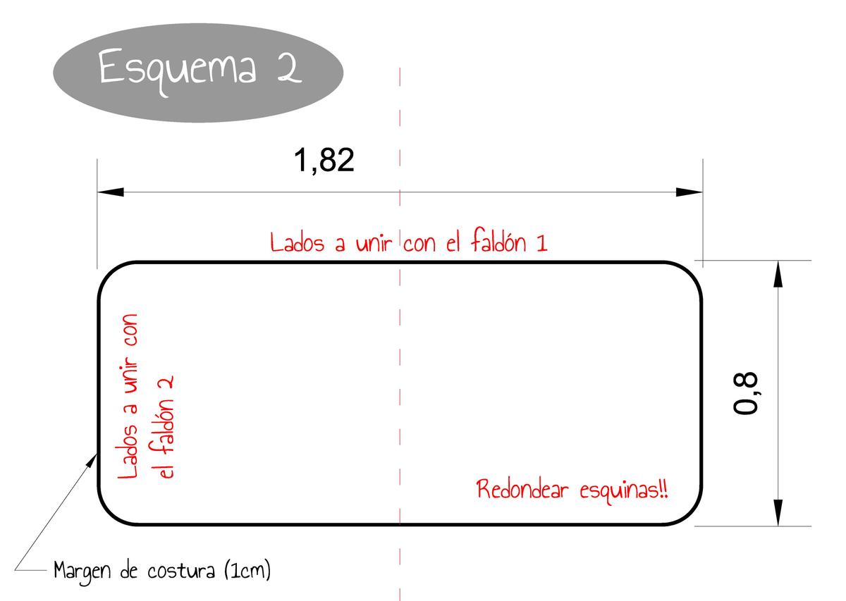 Esquema corte asiento sofá DIY