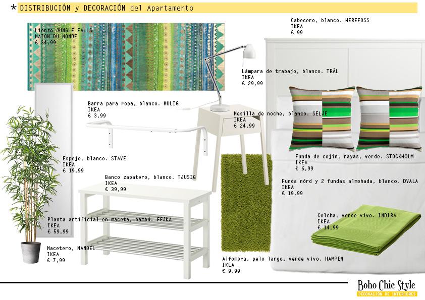Asesoramiento de decoración de un apartamento de 27m2. ¡Verde que te quiero verde!