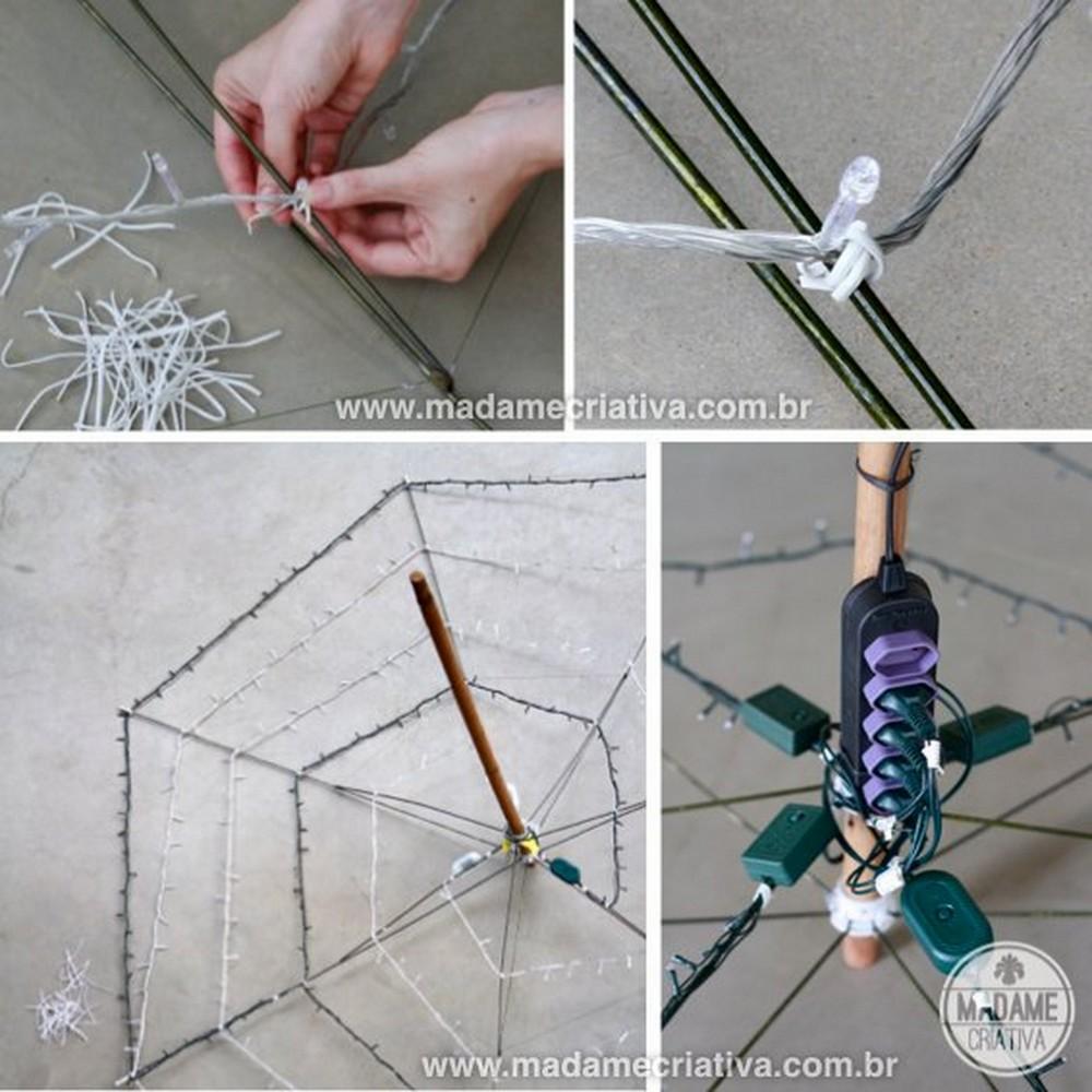 diy sombrilla de luces