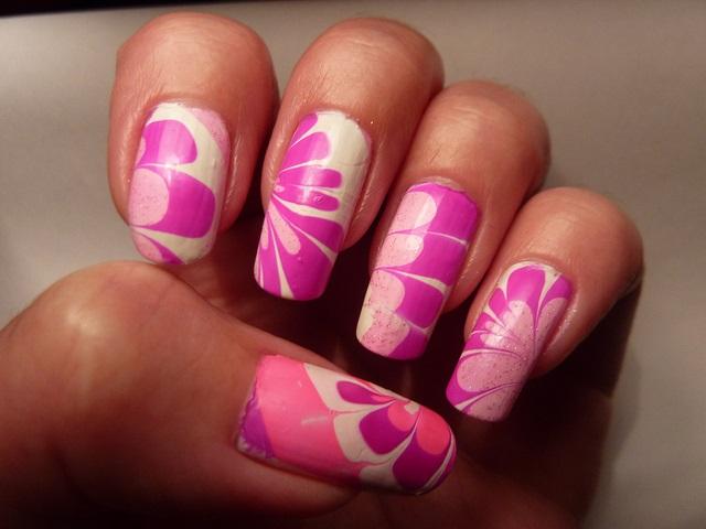 decoracion de uñas largas diseño en agua