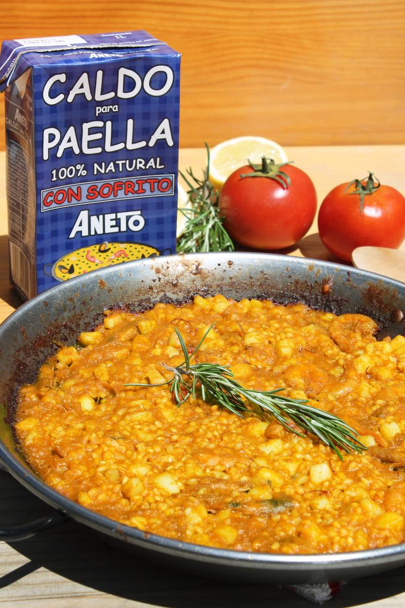 RECETA PAELLA CHOCO GAMBAS SEPIA BLOG COOKING EXPERIENCES