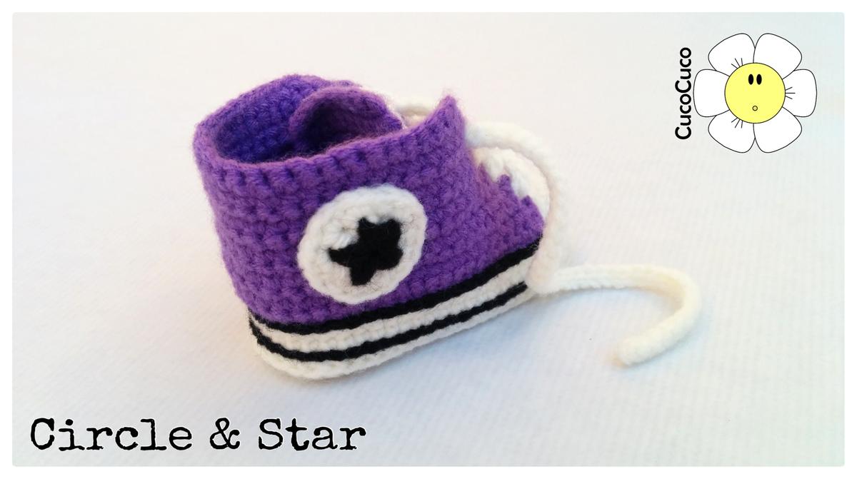 baby shoes crocheted all star circle and star