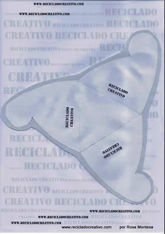 Plantilla para hacer una caja triangular con una botella de plástico