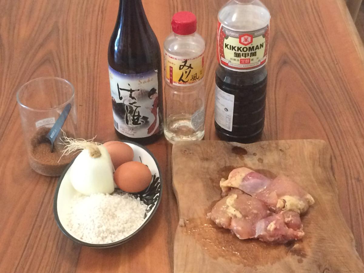 Ingredientes para el Oyakodon