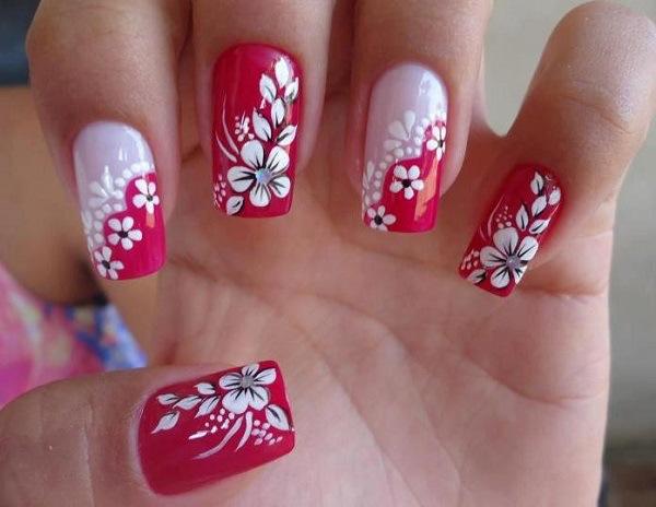 uñas con flores