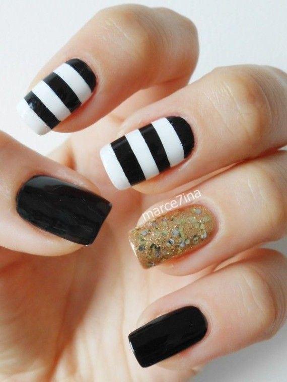 uñas largas blanco y negro