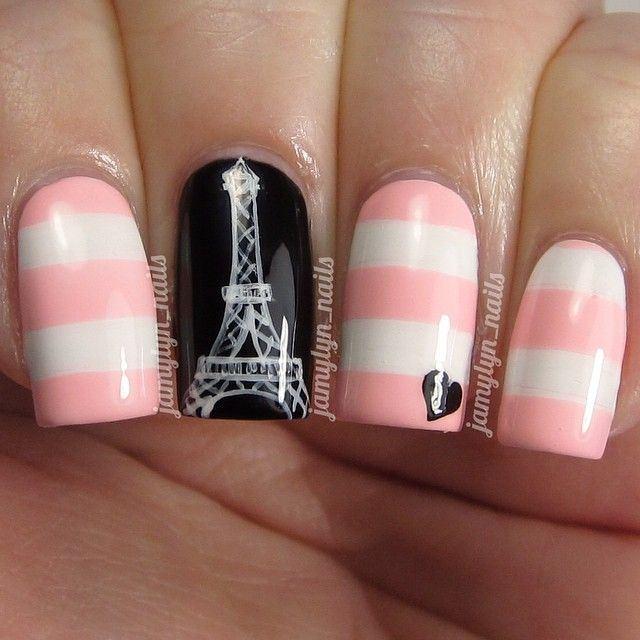 uñas rosa y blanco