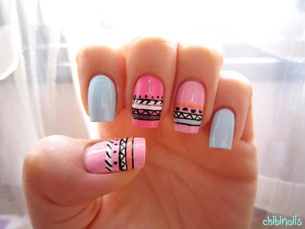uñas acrilicas rosa con formas