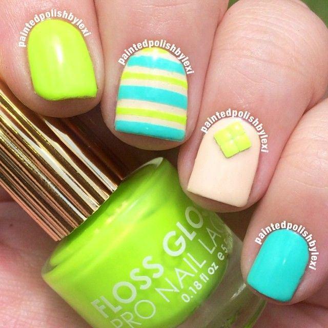 decorando uñas con colores neon