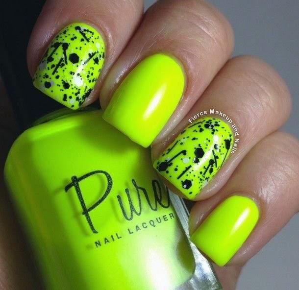 decorando uñas de neon con negro