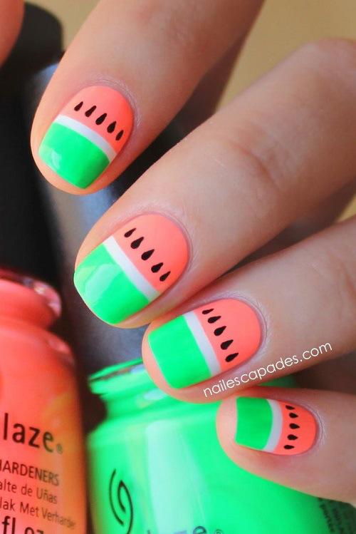 diseño de dos colores neon uñas