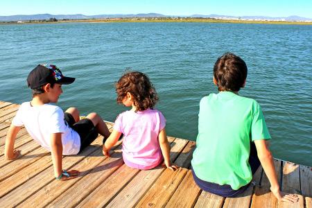 Kids socializing on the pier