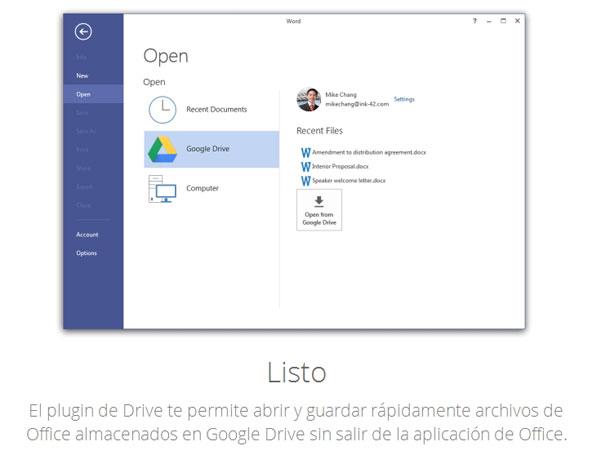 bienvenida plugin office drive