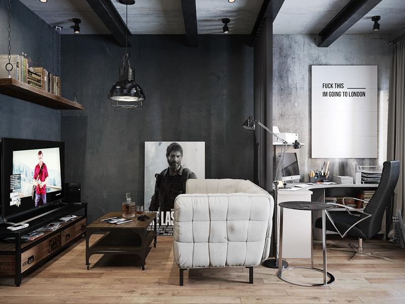 Salon negro e industrial