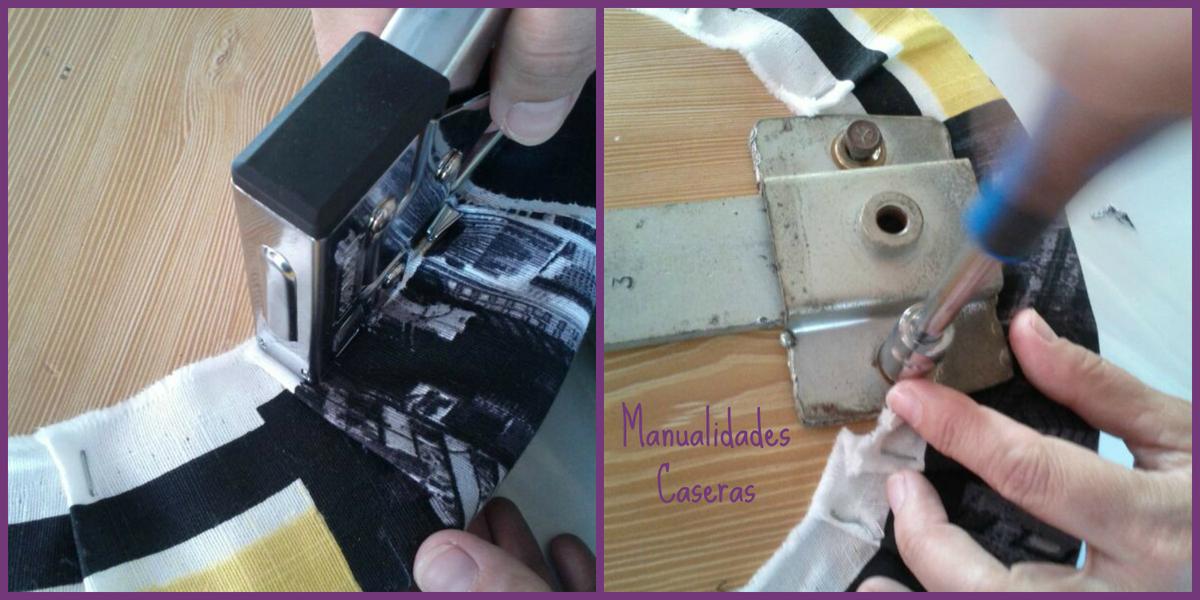 Manualidades Caseras Inma_ restauración de un taburete_ como grapar la tela al taburete