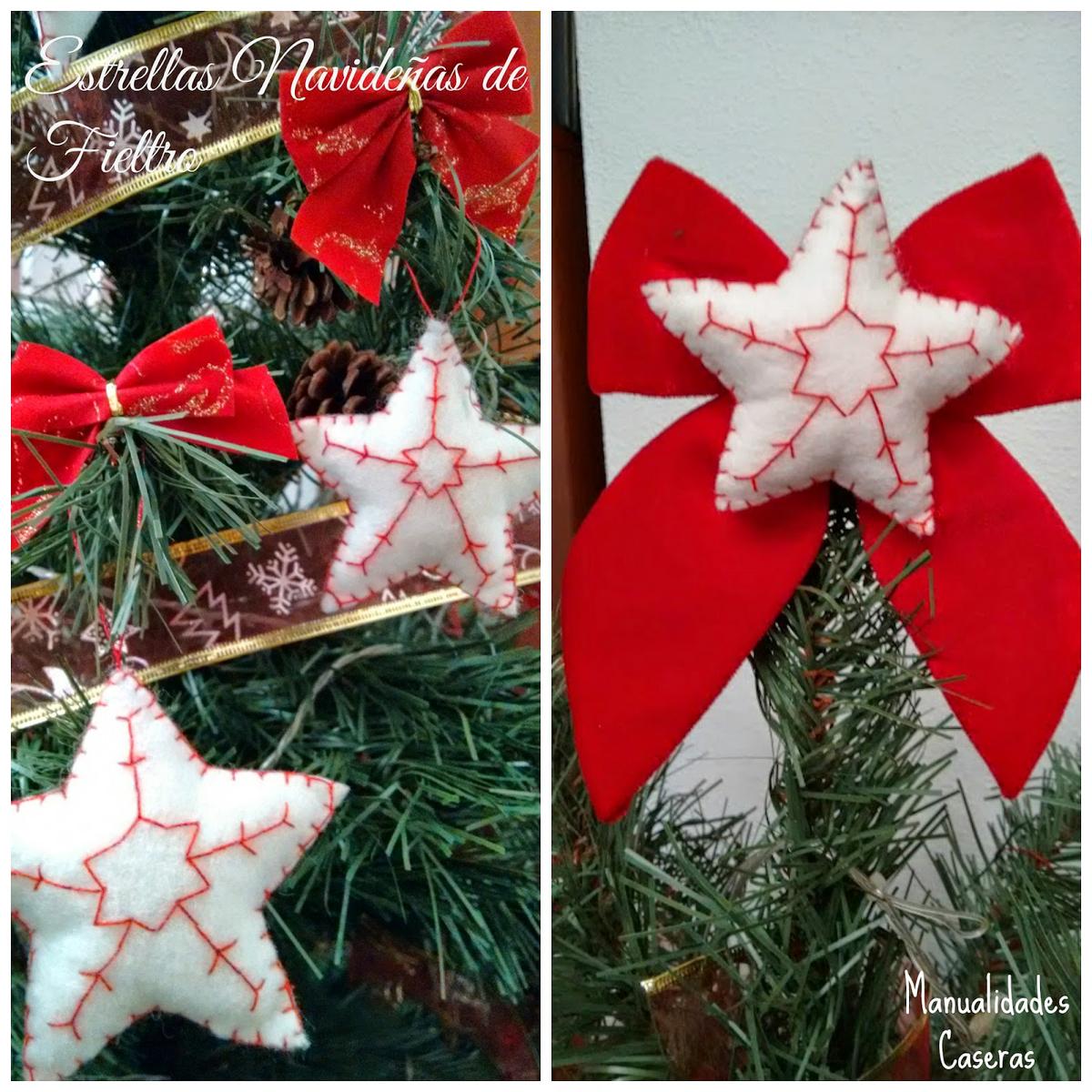 Manualidades Caseras Faciles estrellas navideñas de fieltro para decorar el arbol